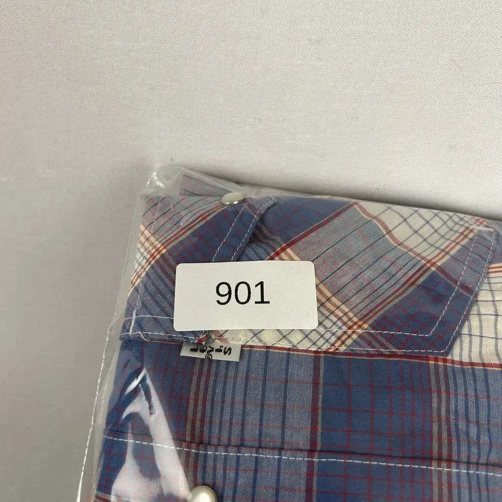 Levi's Plaid Pearl Snap Short Sleeve Button Up Shirt Blue/Red Men's Size S